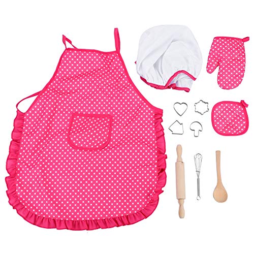 Juego de Chef para niños, Juego de simulación de Cocina para niños, Incluye Delantal para niñas, Gorro de Chef, mitón y utensilio