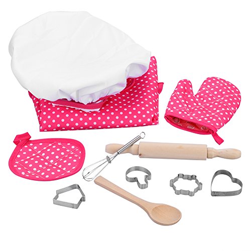 Juego de Chef para niños, Juego de simulación de Cocina para niños, Incluye Delantal para niñas, Gorro de Chef, mitón y utensilio