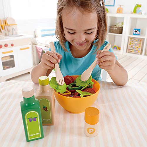 Juego de Cocina Ensalada de Hape,Juego de Comida de Madera para Niños y Niñas, Ingredientes de Ensaladas y Accesorios para Fomentar Hábitos de Alimentación Saludables Galardonado