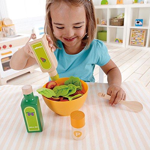 Juego de Cocina Ensalada de Hape,Juego de Comida de Madera para Niños y Niñas, Ingredientes de Ensaladas y Accesorios para Fomentar Hábitos de Alimentación Saludables Galardonado