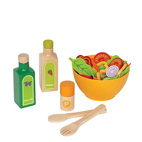 Juego de Cocina Ensalada de Hape,Juego de Comida de Madera para Niños y Niñas, Ingredientes de Ensaladas y Accesorios para Fomentar Hábitos de Alimentación Saludables Galardonado