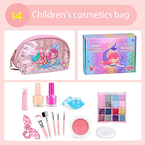 Juego de Juguetes de Maquillaje fingido, Kit de Maquillaje para niños Kit Safe Little Girls Cosmetics Set Box Princess Pretend Play Toys 20 PCS Seguro No tóxico Falso Maquillaje Set Style4