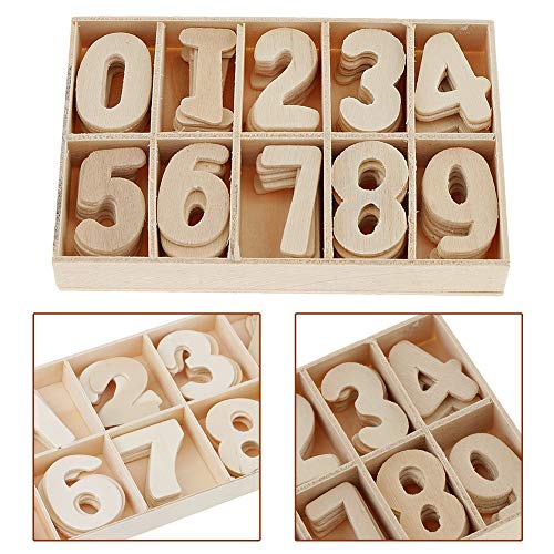 Juego de letras y números de madera de 216 pcs - Letras mayúsculas de madera con bandeja de almacenamiento - Letras de madera de alfabeto para manualidades con números de madera natural suave