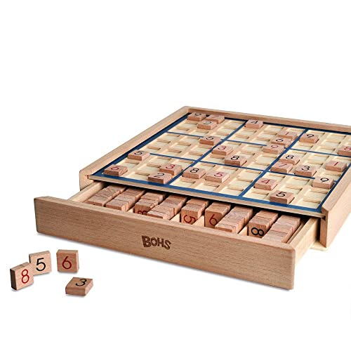 Juego de Mesa de Madera Sudoku con cajón - con Libro de 100 Rompecabezas de Sudoku - Math Brain Teaser Desktop Toys