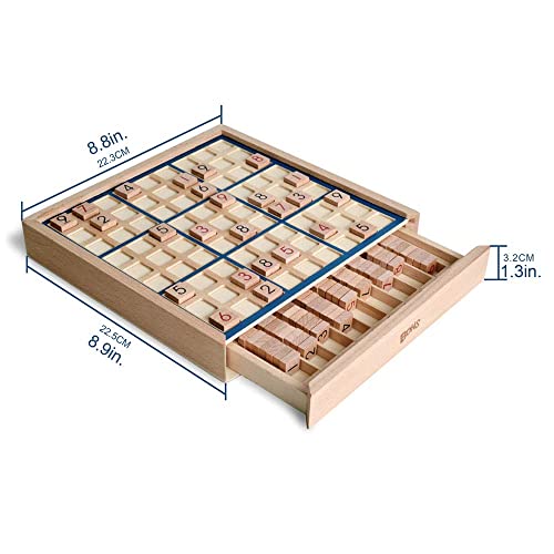 Juego de Mesa de Madera Sudoku con cajón - con Libro de 100 Rompecabezas de Sudoku - Math Brain Teaser Desktop Toys