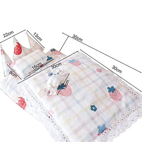 Juego de ropa de cama para muñecas con ropa de cama fina sin deformación, lavable con almohadas para dormir, colcha para decoración - A