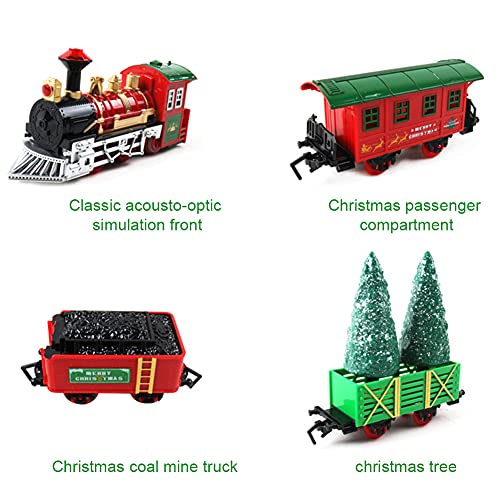 Juego de tren de Navidad, Tren Clásico Infantil con Luces y Sonidos Conjunto Navideño de Vías modelo clásico eléctrico con pistas juego tren Navidad alrededor del árbol Navidad con sonidos y luces