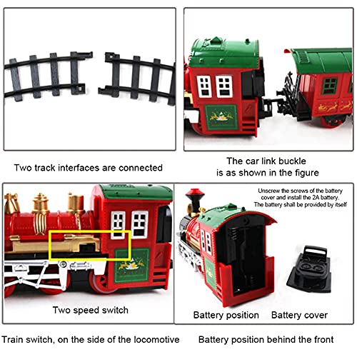 Juego de tren de Navidad, Tren Clásico Infantil con Luces y Sonidos Conjunto Navideño de Vías modelo clásico eléctrico con pistas juego tren Navidad alrededor del árbol Navidad con sonidos y luces