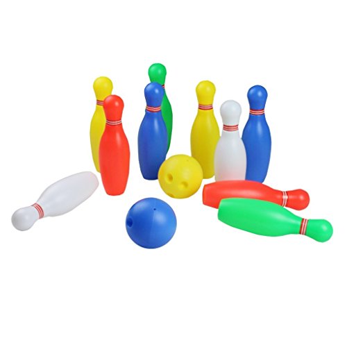 Juegos de Bolos Exterior Interior Juego de 12 Pcs Las Pinos de Bolos para los Niños sobre 3 Años.