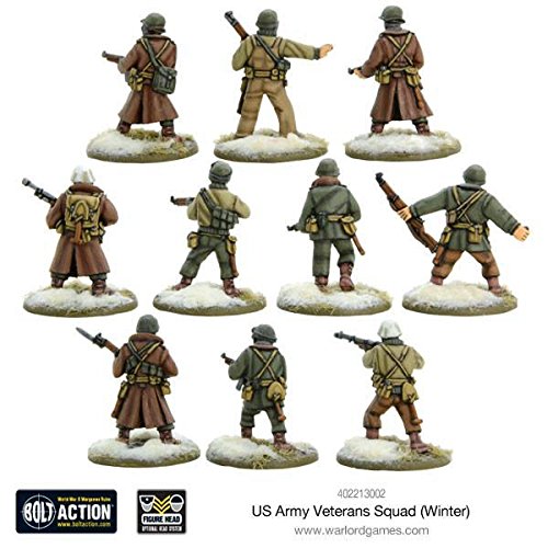 Juegos del señor de guerra, escuadrón de veteranos del ejército de los Estados Unidos (invierno), miniaturas de guerra de acción de perno