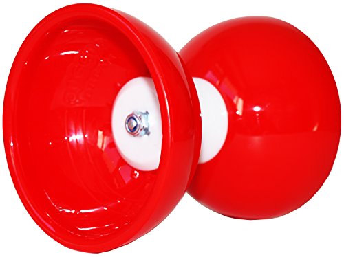 Juggle Dream Carousel Rodamiento de Bolas Diabolo, Palos de Aluminio de Metal Diabolo, Cuerda y Bolsa de Viaje Diabolos. (Rojo Diabolo + Plata Palo de Mano)