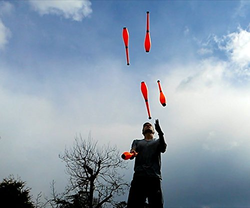 Juggle Dream Euro Pro Malabares Clubs Juego de 3 (¡12 Combinaciones de Colores!) ¡Clubes de Entrenamiento Decorativos metálicos + Bolsa de Viaje Flames N Games! (Oro)