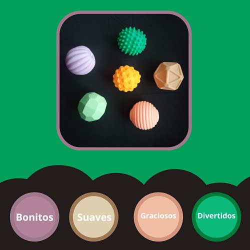 Juguete de Baño Pelotas Sensoriales de Mano para Bebé | Bolas Sensoriales para Bebés Juguetes Bebe 6 Meses a 1 año Multi Textura. Pelota Educativa Infantil Juguete de Baño Suave con Sonido