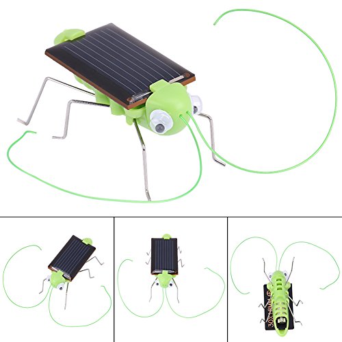 Juguete de insecto solar, 1ocs Mini robot de energía solar Cucaracha robot / Saltamontes Simulación educativa Insecto juguetes de regalo para niño(Saltamontes)