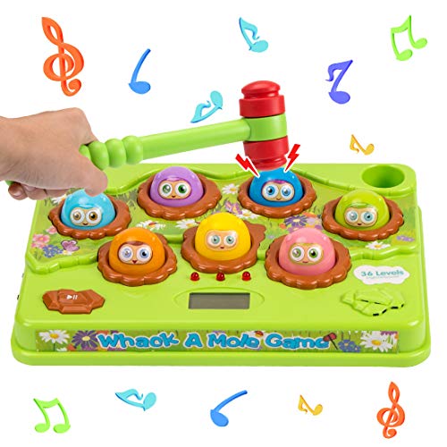 Juguete de Martillo, Whack The Mole Juegos Juguete, Juego Educativo de Desarrollo, Juego de Arcade electrónico con Martillo Juguetes para Golpear con Sonidos Luces Juguetes para niños Niña (A)