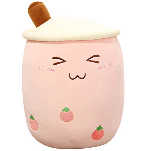 Juguete de peluche con taza de té con leche, lindo animal de peluche con burbujas de té, juguete de peluche con animal de peluche, muñeca suave, taza de té, almohada, taza de té con leche suave