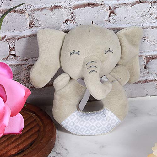 Juguete de sonajero en forma de O para bebés, campanas de mano Animal de dibujos animados Sonajero Muñeca de peluche Juguete reconfortante para bebés de 0 a 3 años(Elefante)