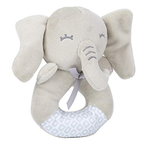 Juguete de sonajero en forma de O para bebés, campanas de mano Animal de dibujos animados Sonajero Muñeca de peluche Juguete reconfortante para bebés de 0 a 3 años(Elefante)