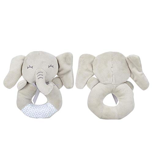 Juguete de sonajero en forma de O para bebés, campanas de mano Animal de dibujos animados Sonajero Muñeca de peluche Juguete reconfortante para bebés de 0 a 3 años(Elefante)