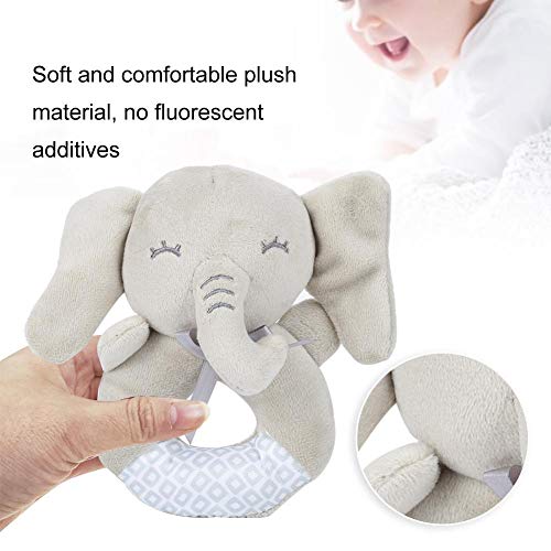 Juguete de sonajero en forma de O para bebés, campanas de mano Animal de dibujos animados Sonajero Muñeca de peluche Juguete reconfortante para bebés de 0 a 3 años(Elefante)