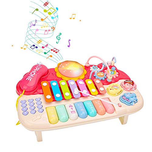 Juguete Musical para bebé-Juego con teléfono Pearl Labirinth Gear Xilófono Piano-Juguetes de Aprendizaje para Niños de 1 2 3 Años Niños Niñas Niños Pequeños Los Mejores Regalos Educativos (rosado)