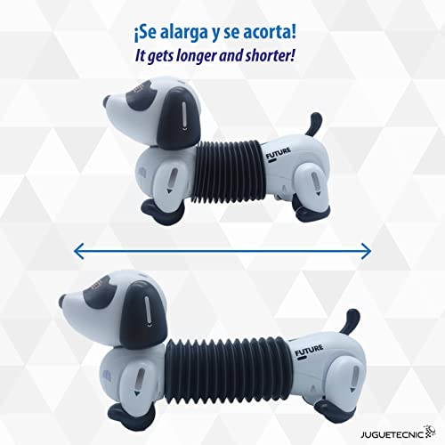 JUGUETECNIC │ Perro Salchicha Robótico Teledirigido para niños │ Sensores para interactuar y programable │ ¡Sigue el Mando allá Donde Vaya! │ Batería y Cable Cargador USB │ Mascota Realista