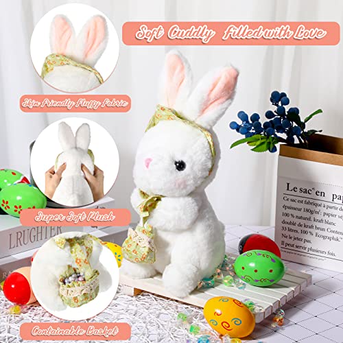 Juguetes de Animales de Peluche de Conejo Conejito de Peluche Juguetes de Conejito de Peluche Blandos para Chicas Conejito de Pascua Peluche Regalo de Cumpleaños Blanco y Verde 11 Pulgadas