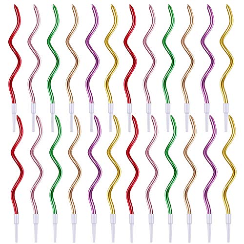 JUHONNZ Velas Cumpleaños Espiral,24 Pcs Vela para Decorar Pastel de Fiesta di Cumpleaños y Bodas,Vela Decorativas para Decoración un Tarta,Multicolor(Rojo/Oro Rosa/Púrpura/Verde/Oro/Champán)