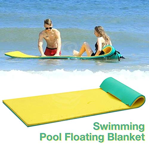 Junean Alfombrilla de agua flotante, colchoneta flotante de espuma XPE de 2-capas resistente al desgarro, isla flotante enrollable, manta flotante de piscina para piscina, lago, océano, barco