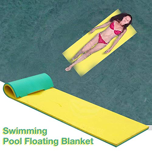 Junean Alfombrilla de agua flotante, colchoneta flotante de espuma XPE de 2-capas resistente al desgarro, isla flotante enrollable, manta flotante de piscina para piscina, lago, océano, barco