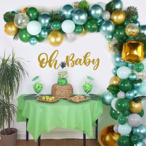 Jungle Tropical Theme Green Latex Balloon Garland Arch Set al aire libre Bosque Baby Shower Suministros de fiesta de cumpleaños Decoración Jungle Balloon Garland Kit Girl