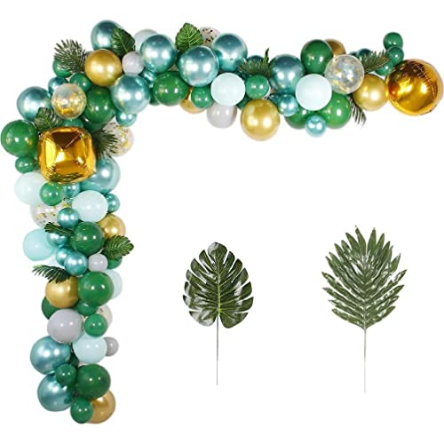 Jungle Tropical Theme Green Latex Balloon Garland Arch Set al aire libre Bosque Baby Shower Suministros de fiesta de cumpleaños Decoración Jungle Balloon Garland Kit Girl