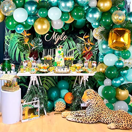 Jungle Tropical Theme Green Latex Balloon Garland Arch Set al aire libre Bosque Baby Shower Suministros de fiesta de cumpleaños Decoración Jungle Balloon Garland Kit Girl