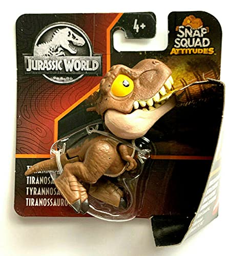 JurassicWorld Tyrannosaurus Rex (marrón), Snap Squad Attitudes (figura de 2 pulgadas)