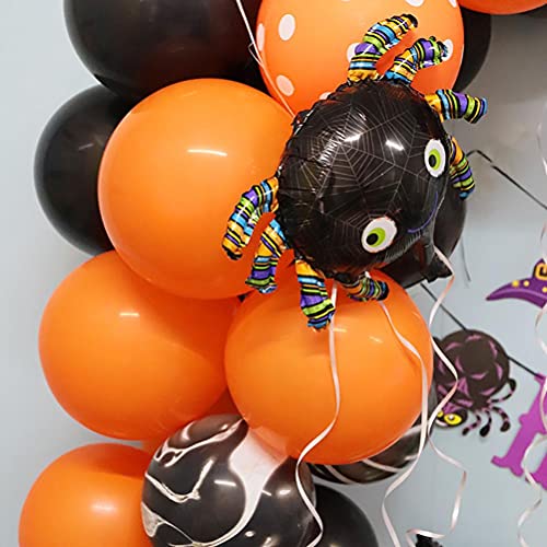 JustPe Kit de guirnaldas, 90 Globos de Arco, Globos de Latex para Fiestas de Halloween Decoracion Accesorios Calabaza Araña Globo de látex Muy Adecuado Decoracion Fiesta Halloween, Negros y Naranja