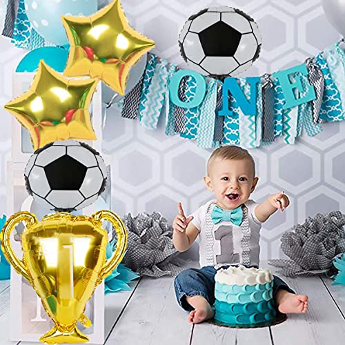 Jxuzh Globo de fútbol para cumpleaños, decoración de fiestas, accesorios de fútbol, decoración de cumpleaños para niños, globos de 1º cumpleaños