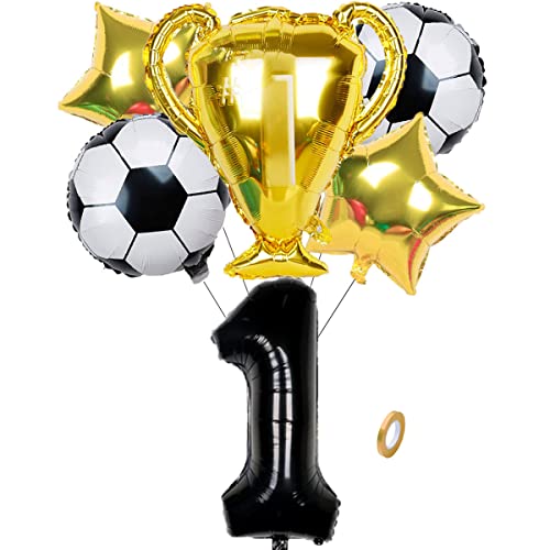 Jxuzh Globo de fútbol para cumpleaños, decoración de fiestas, accesorios de fútbol, decoración de cumpleaños para niños, globos de 1º cumpleaños