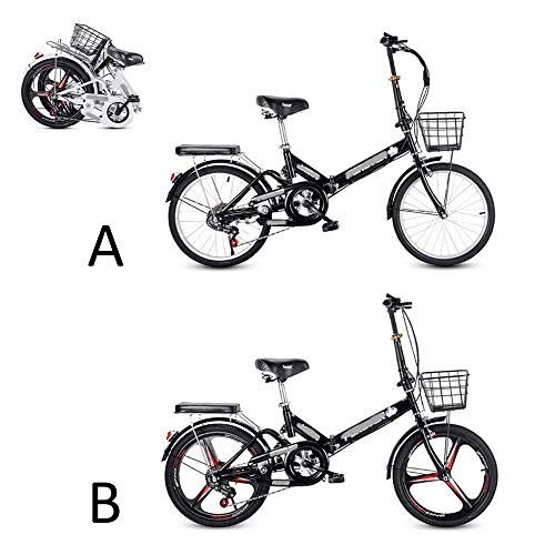 JYTFZD WENHAO Bicicleta Adulta Plegable, Asiento Ajustable de Velocidad de Cambio de Dedos de 6 velocidades de 20 Pulgadas, Resorte de Amortiguador Trasero, Bicicleta de cercanía cómoda y portátil