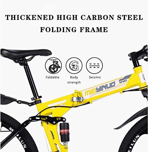 JYTFZD WENHAO Bicicleta de montaña de 27 Pulgadas de 27 Pulgadas for Adultos, Marco de suspensión Completo de Aluminio Ligero, Tenedor de suspensión, Freno de Disco, Amarillo, D