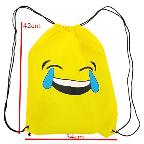 JZK 12pcs Encantador Emoji cordón Dibujos Animados Mochila Bolsas PE para cumpleaños niños y Adultos la Fiesta favorece la Bolsa, Rellenos Bolsas Fiesta