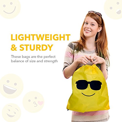 JZK 12pcs Encantador Emoji cordón Dibujos Animados Mochila Bolsas PE para cumpleaños niños y Adultos la Fiesta favorece la Bolsa, Rellenos Bolsas Fiesta