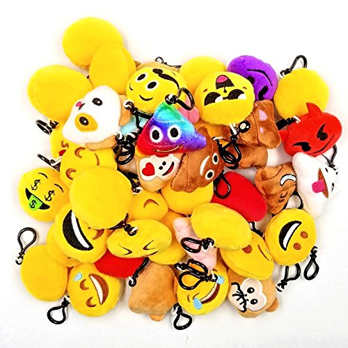 JZK 45pcs Mini Juguete de Peluche, Emoji Llavero emoticonos Llavero emoción para niños & Adulto Fiesta cumpleaños favores Rellenos Bolso Partido Decoraciones para Fiestas ( 5cm / 2 Pulgadas)