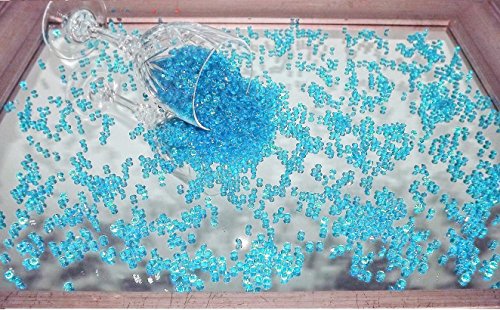 JZK 5000 Piezas 6mm Azul Diamante acrílico Confeti Mesa Boda Confeti Mesa Fiesta dispersión Gemas Cristales decoración Mesa para Boda, cumpleaños, gallina Fiesta, bebé Ducha, Navidad