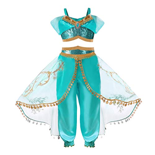 K-Youth Ropa Niña Cosplay Conjuntos Infantil Disfraz de Princesa de Niñas para Fiesta Carnaval Cumpleaños Traje del Traje Bautizo Recien Nacido Ropa de Adolescente Chica (Verde 2, 2-3 años)