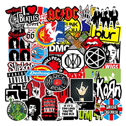 Kaderas Pegatinas de Banda 100 Piezas, Stickers de Música Rock and Roll, Vinilos Adhesivos para Niños, Adolescentes, Adultos, Calcomanías para Portátil Monopatín Guitarra Equipaje Coche Bicicleta