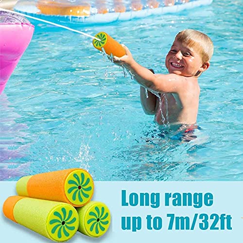 KAHEIGN 6Pzs Pistolas De Agua para Niños, 33cm Pistola De Agua De Espuma De Colores Mezclados Juguetes De Playa Pistola De Chorro Desintegrador De Agua para Favores De Fiesta Piscina Jardín Exterior