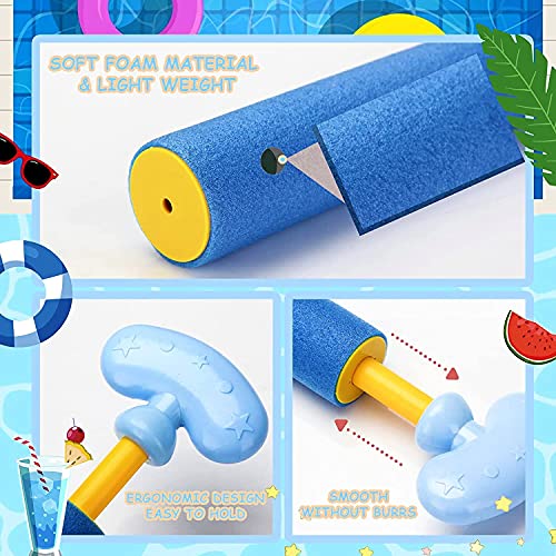 KAHEIGN 6Pzs Pistolas De Agua para Niños, Mango De Luna Pistolas De Agua con Espuma Tirador De Agua Ligero Pistola De Agua Colorida para Niños Adultos Piscina Playa Jardín Verano Exterior