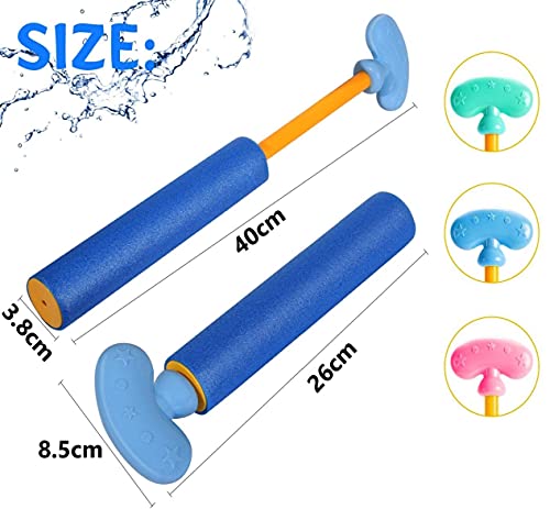 KAHEIGN 6Pzs Pistolas De Agua para Niños, Mango De Luna Pistolas De Agua con Espuma Tirador De Agua Ligero Pistola De Agua Colorida para Niños Adultos Piscina Playa Jardín Verano Exterior