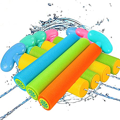 KAHEIGN 6Pzs Pistolas De Agua para Niños, Mango De Luna Pistolas De Agua con Espuma Tirador De Agua Ligero Pistola De Agua Colorida para Niños Adultos Piscina Playa Jardín Verano Exterior