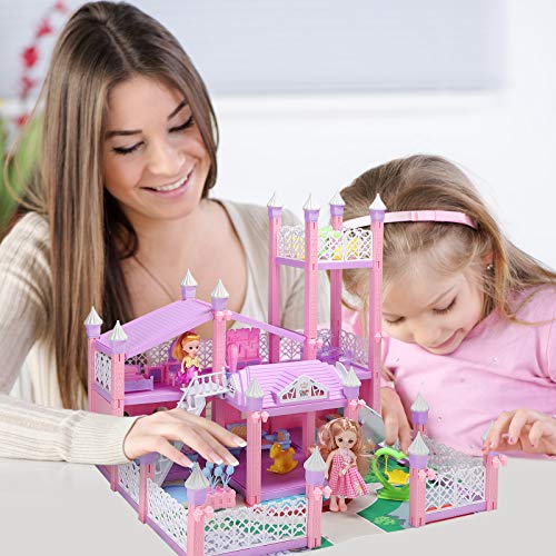 KAINSY Casa de Muñecas,224PCS Casa de Muñecas para Niñas con Accesorios y mobiliario Muñecas, 3 Pisos